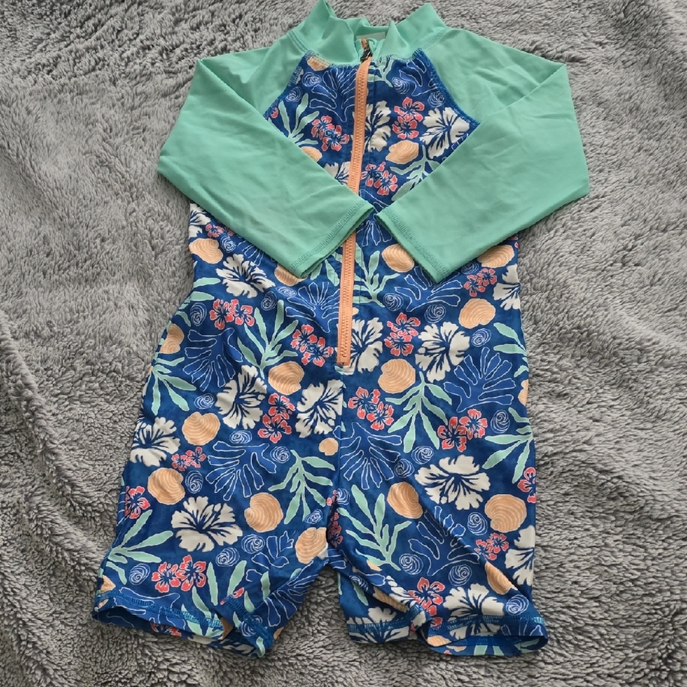 L.L. Bean Multicolor Swimsuit with Orange and Green